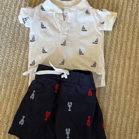 Janie & jack boys preppy summer bundle 6-12 months swimwear, tees and polos - Picture 4 of 5